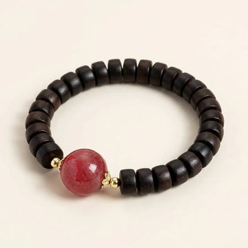 Natural Ebony Strawberry Quartz Bracelet