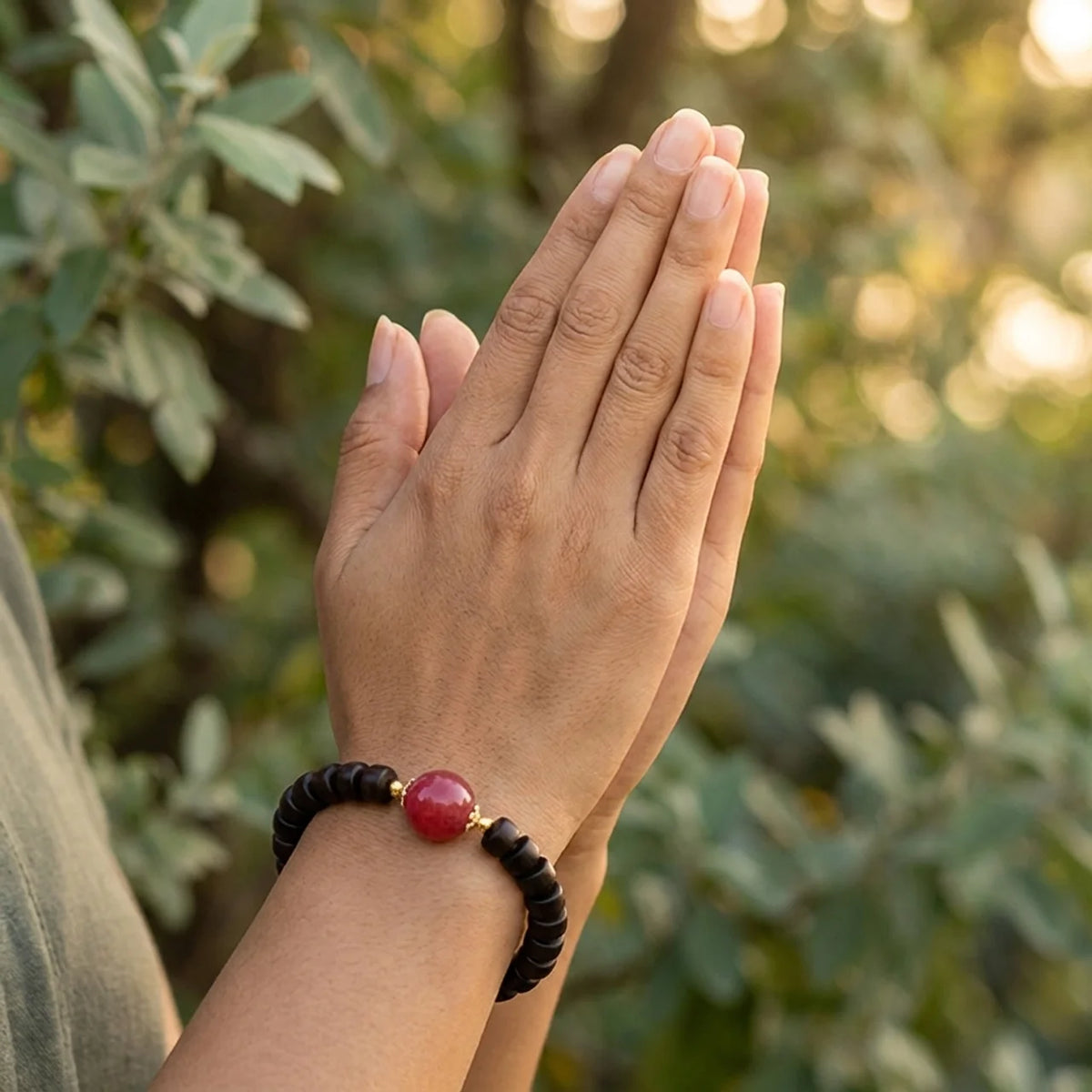 Natural Ebony Strawberry Quartz Bracelet