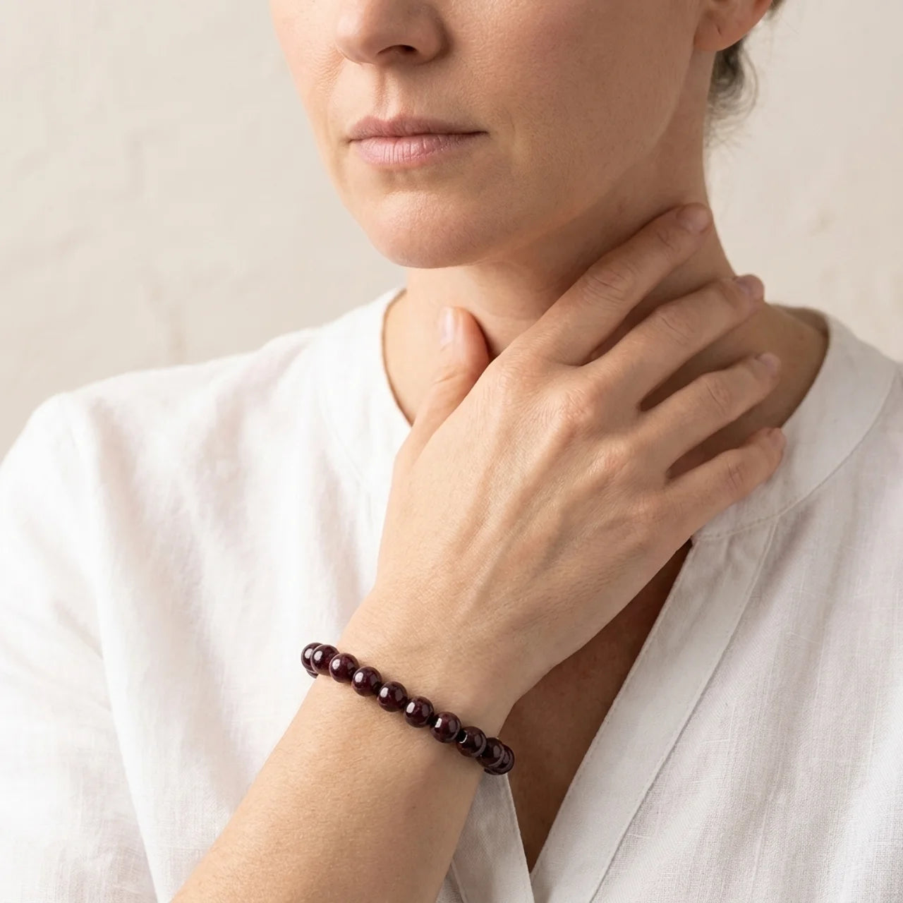 Natural Garnet Beaded Bracelet