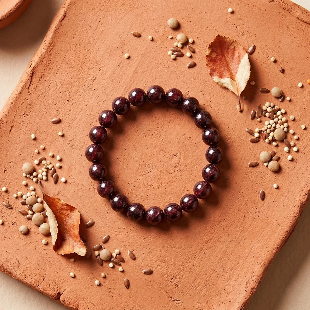 Natural Garnet Beaded Bracelet