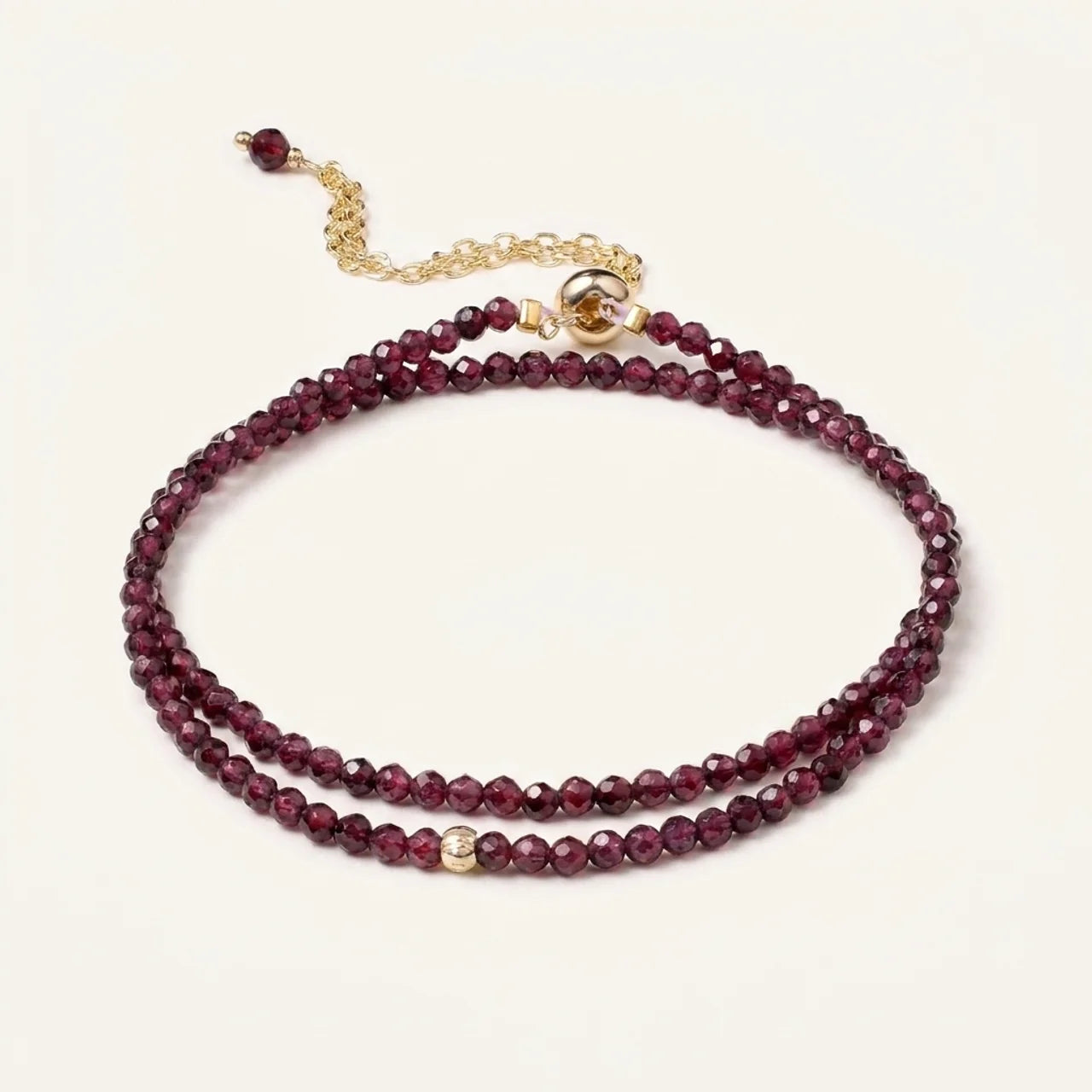 Natural Garnet Faceted Bead Bracelet Necklace