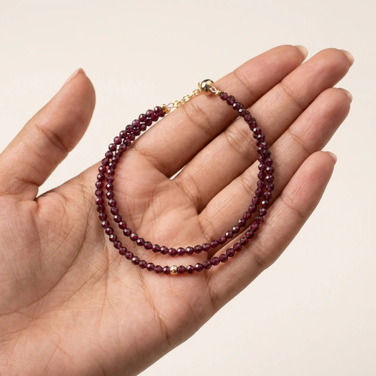 Natural Garnet Faceted Bead Bracelet Necklace