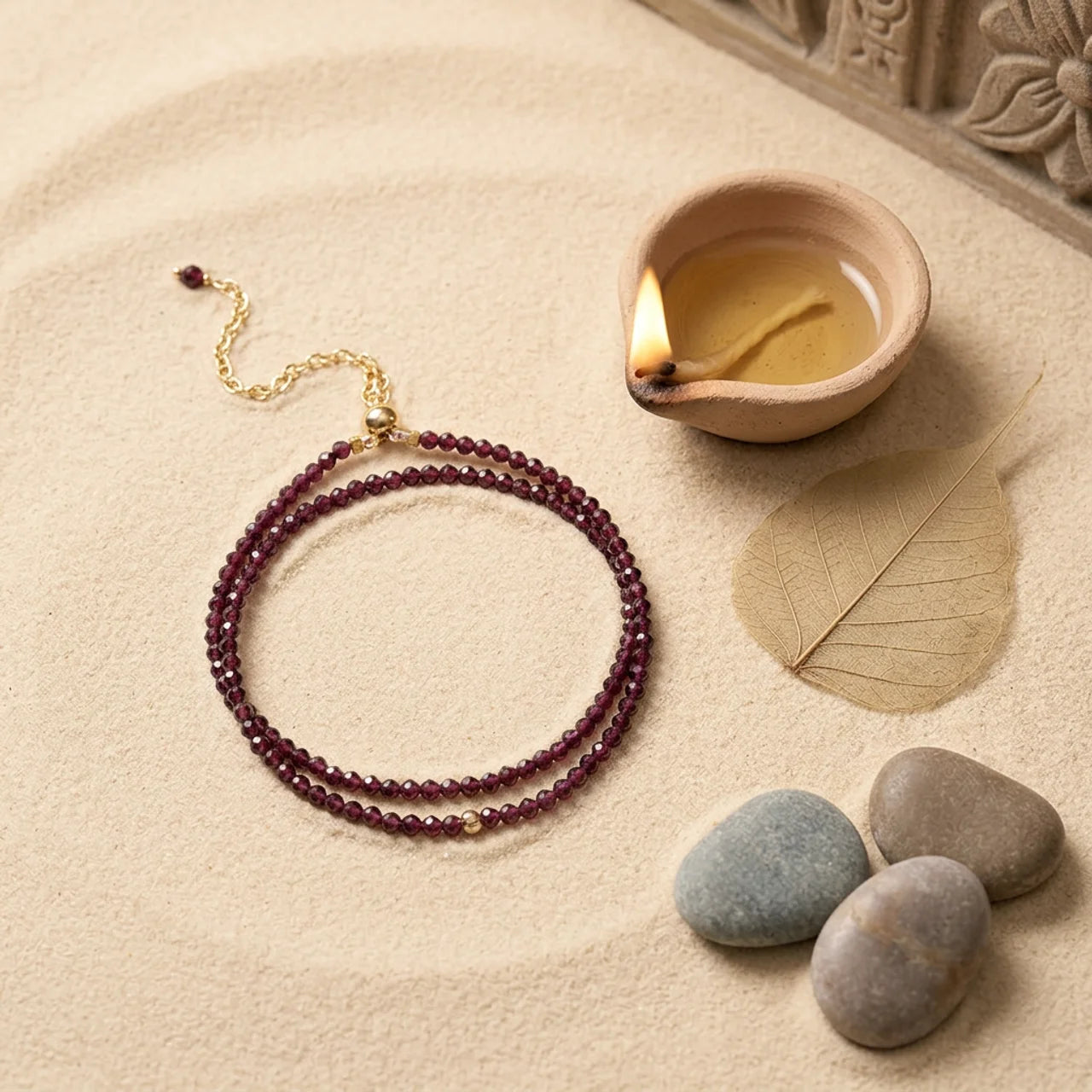 Natural Garnet Faceted Bead Bracelet Necklace