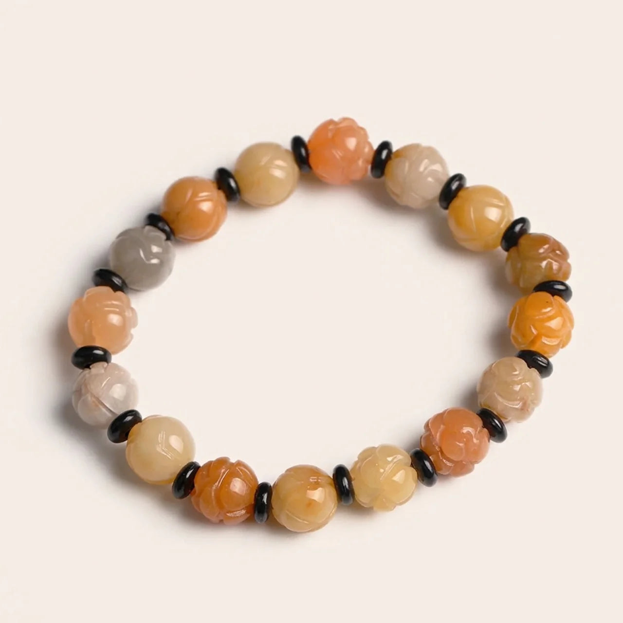 Natural Golden Silk Jade Lotus Bracelet