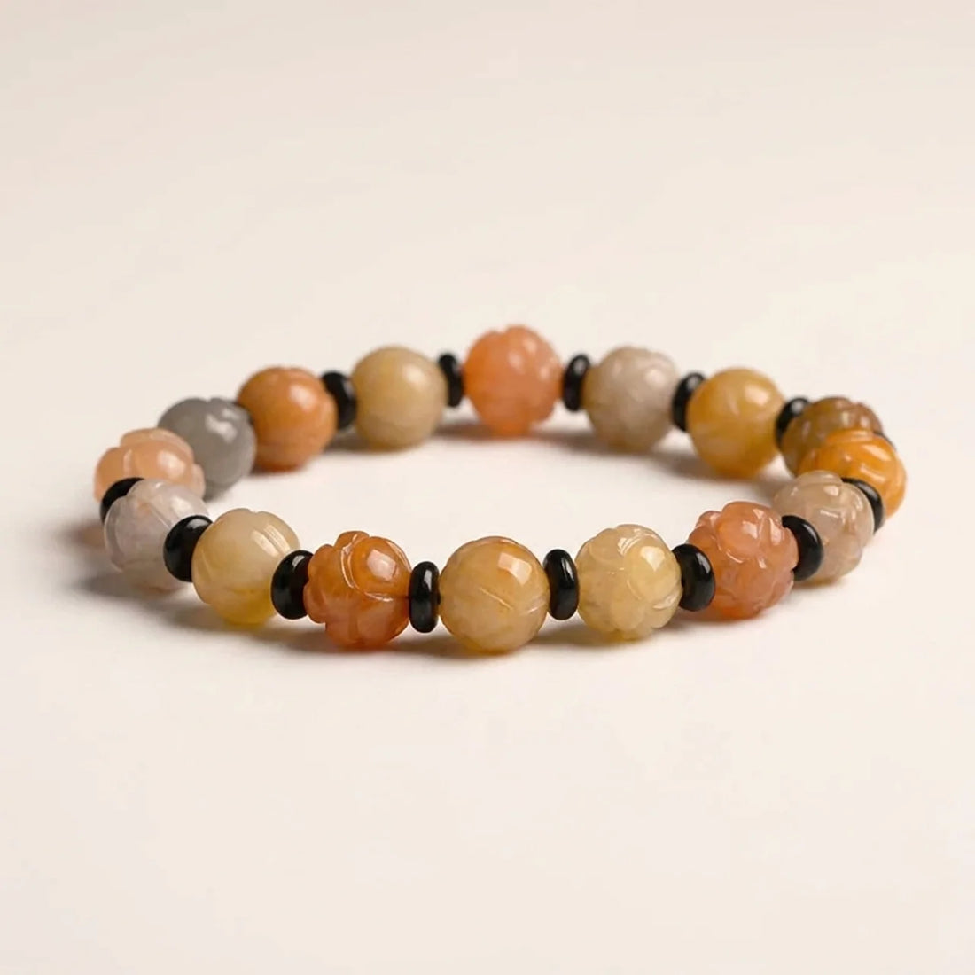 Natural Golden Silk Jade Lotus Bracelet