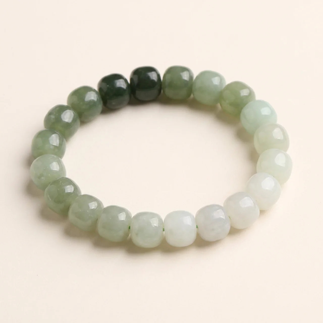 Natural Gradient Jade Beaded Bracelet