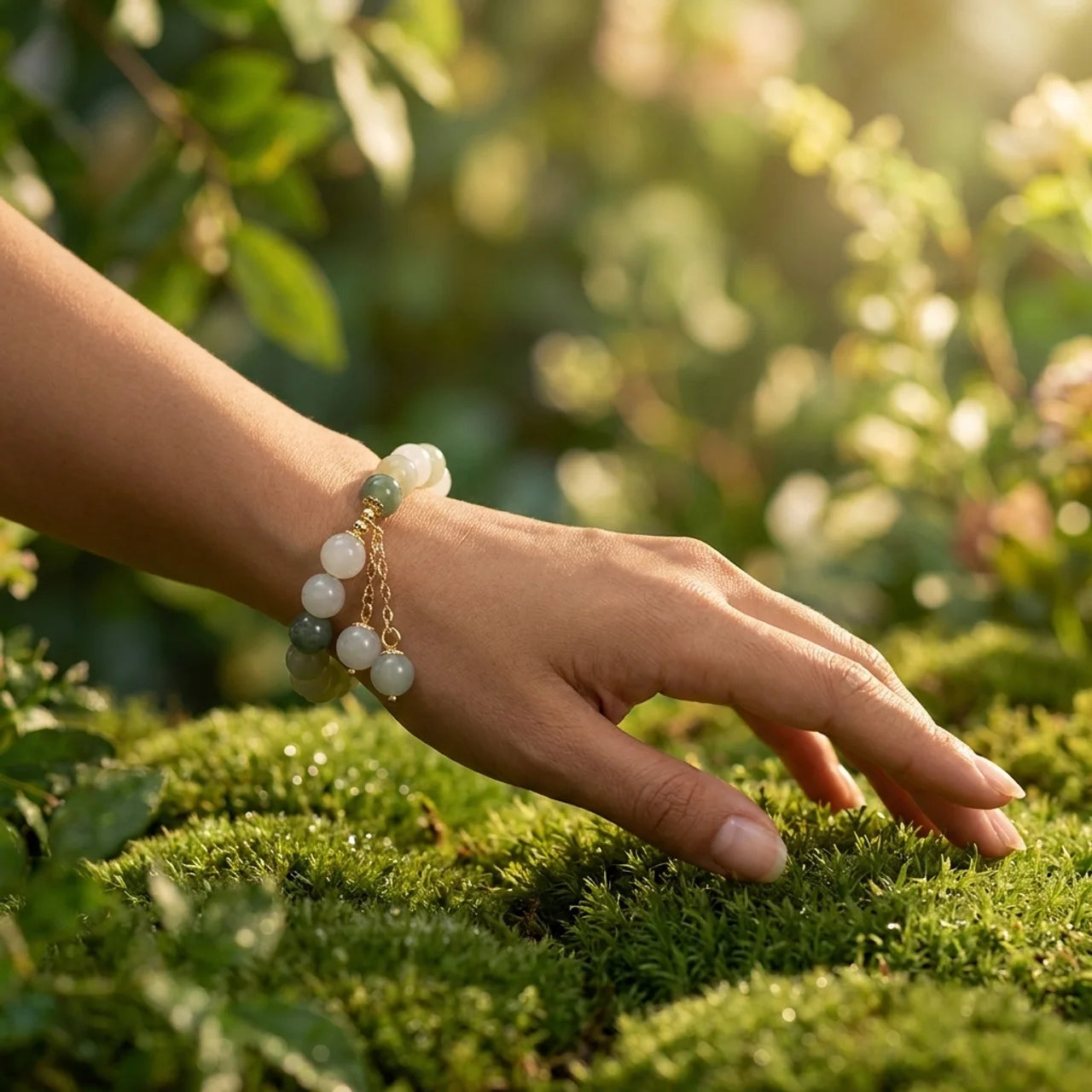 Natural Gradient Jade Luck Bead Bracelet