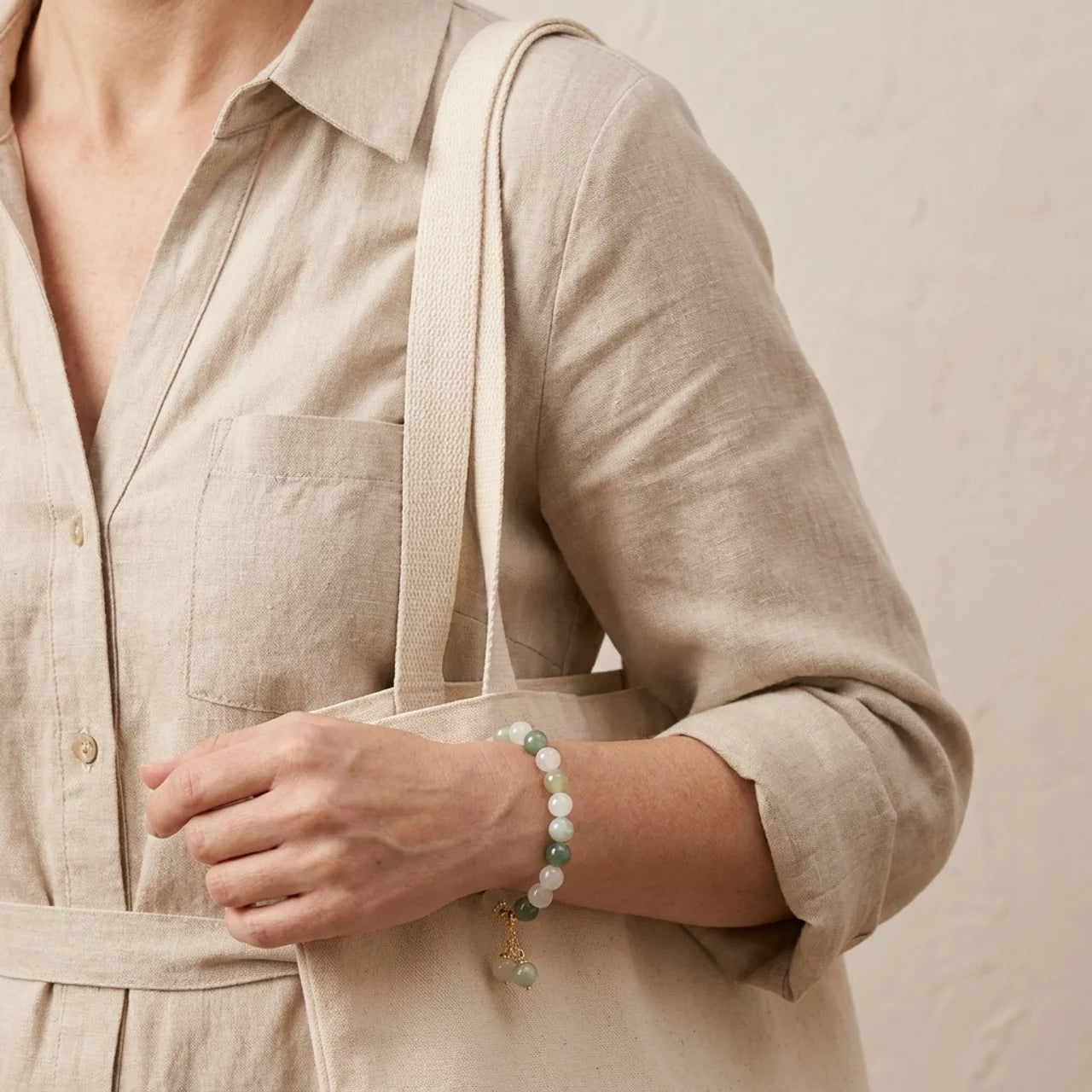 Natural Gradient Jade Luck Bead Bracelet