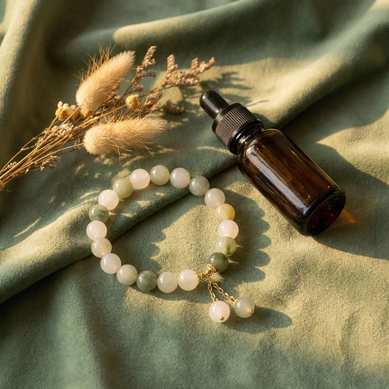 Natural Gradient Jade Luck Bead Bracelet