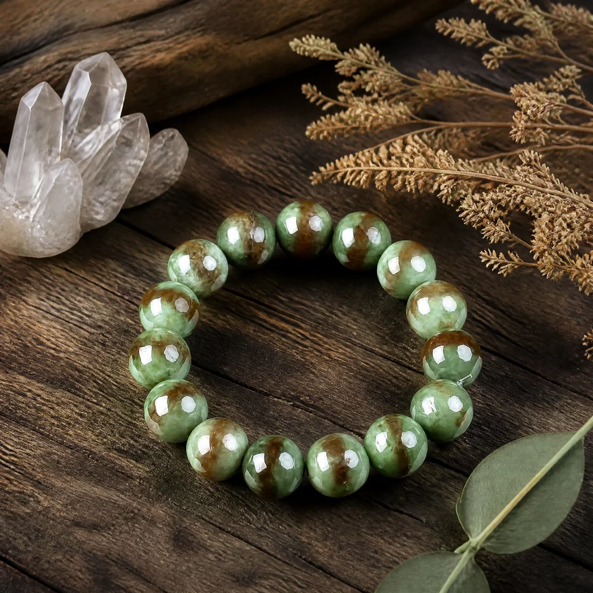 Natural Green Jade Beaded Bracelet