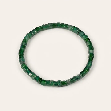 Natural Green Jade Block Bead Bracelet