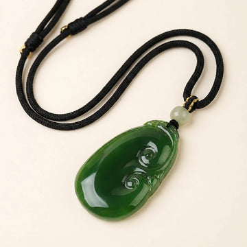 Natural Green Jade Cloud Pendant Necklace