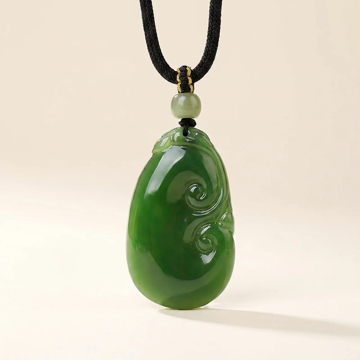 Natural Green Jade Cloud Pendant Necklace