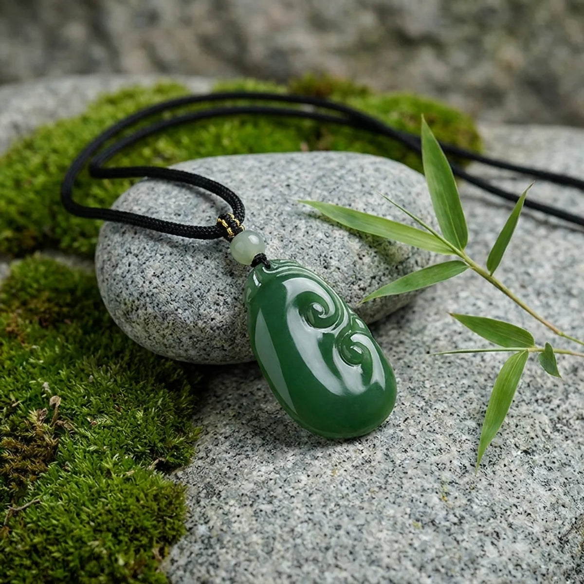 Natural Green Jade Cloud Pendant Necklace