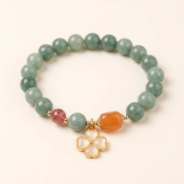 Natural Green Jade Clover Bracelet