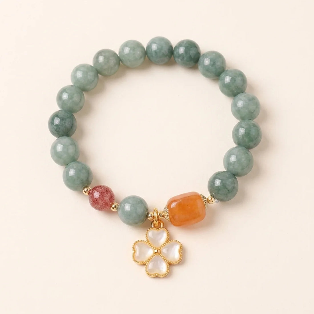 Natural Green Jade Clover Bracelet