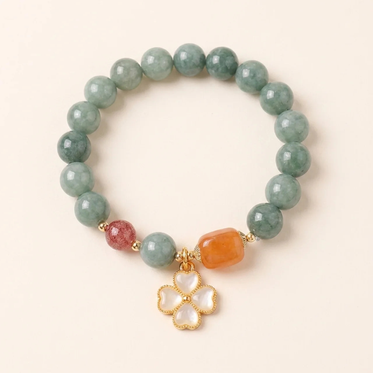 Natural Green Jade Clover Bracelet