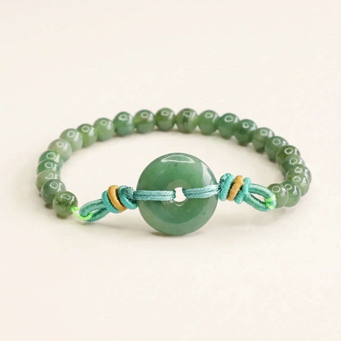 Natural Green Jade Peace Buckle Bracelet