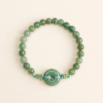 Natural Green Jade Peace Buckle Bracelet