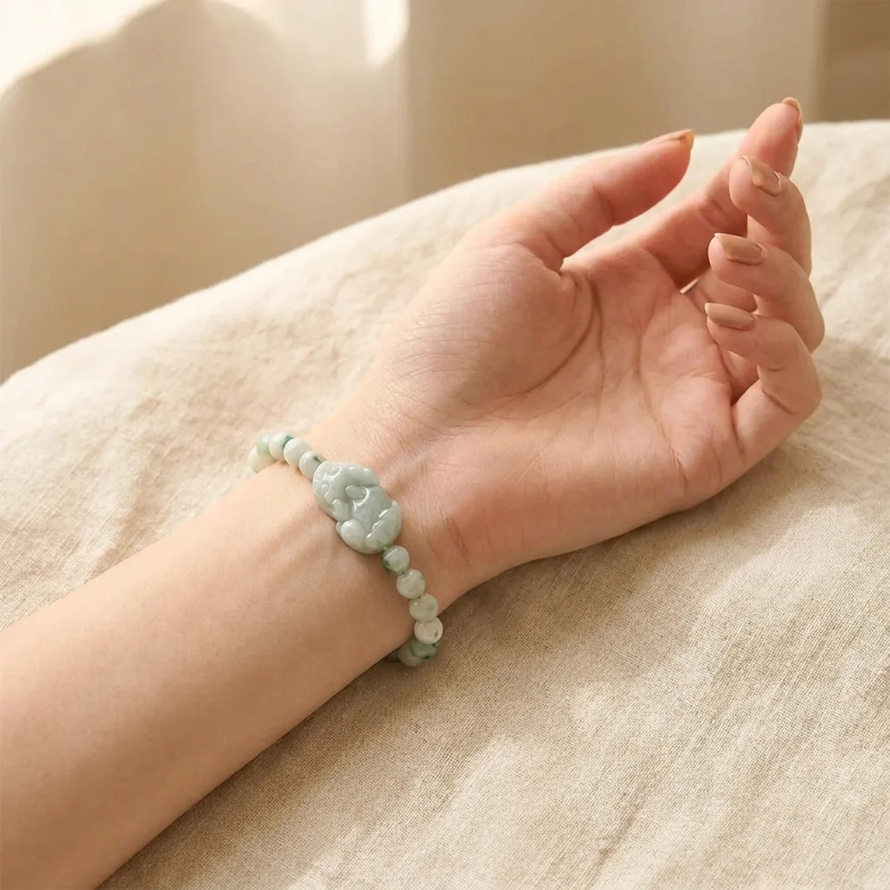 Natural Green Jade Pixiu Bracelet