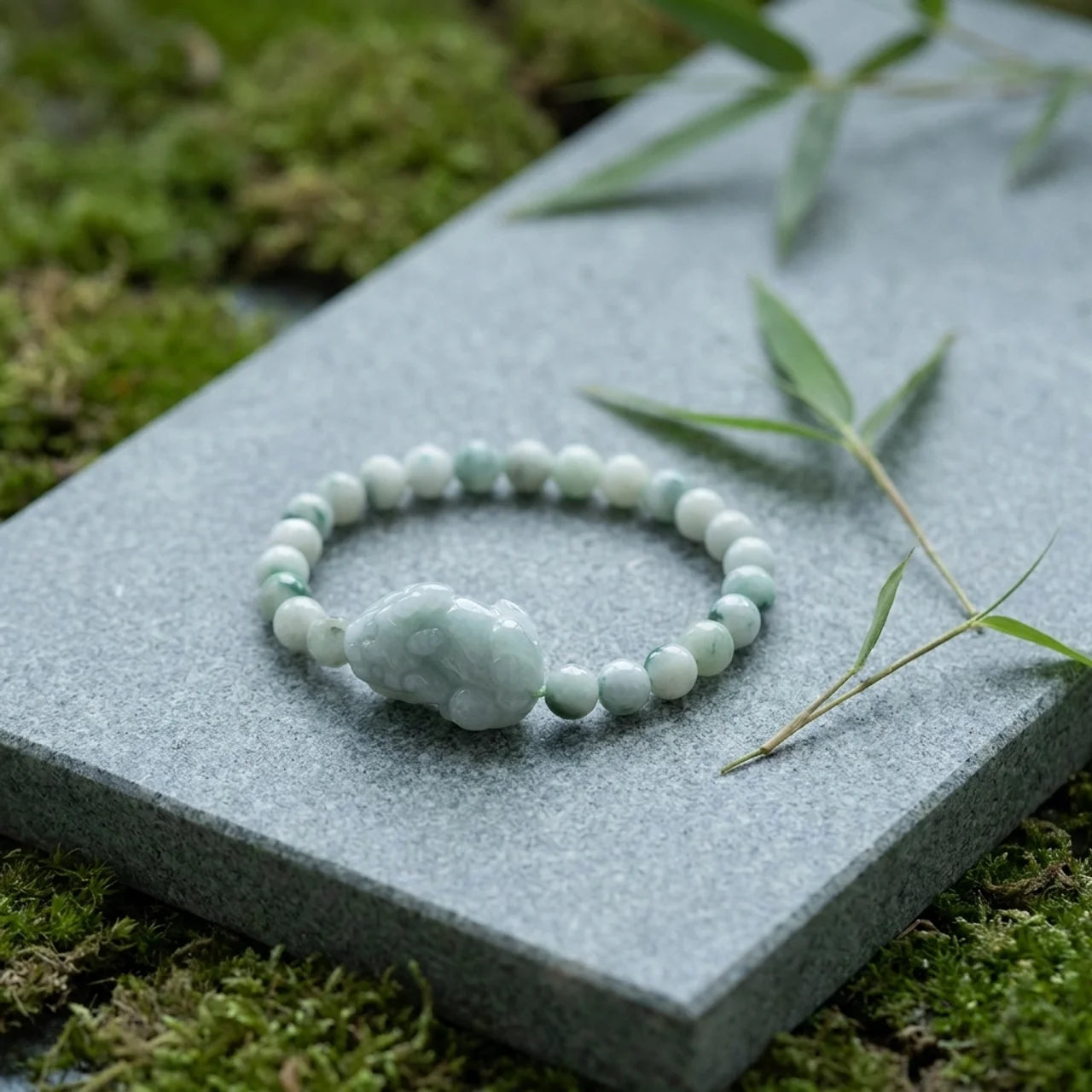 Natural Green Jade Pixiu Bracelet