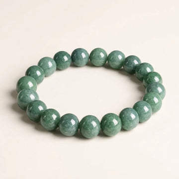 Natural Green Jade Round Bead Bracelet