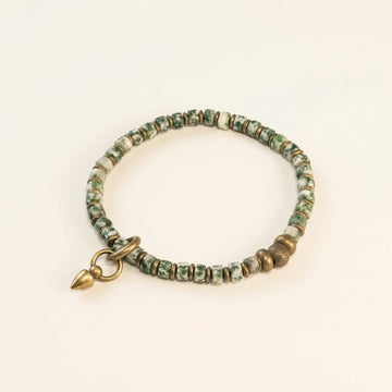 Natural Green Stone Charm Beaded Bracelet