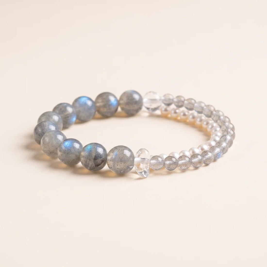 Natural Grey Moonstone Pearl Beaded Bracelet
