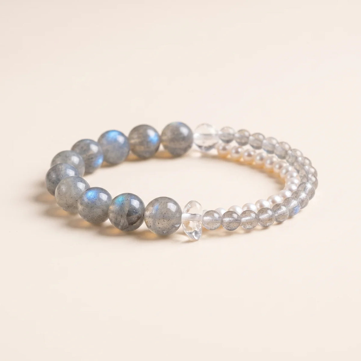 Natural Grey Moonstone Pearl Beaded Bracelet