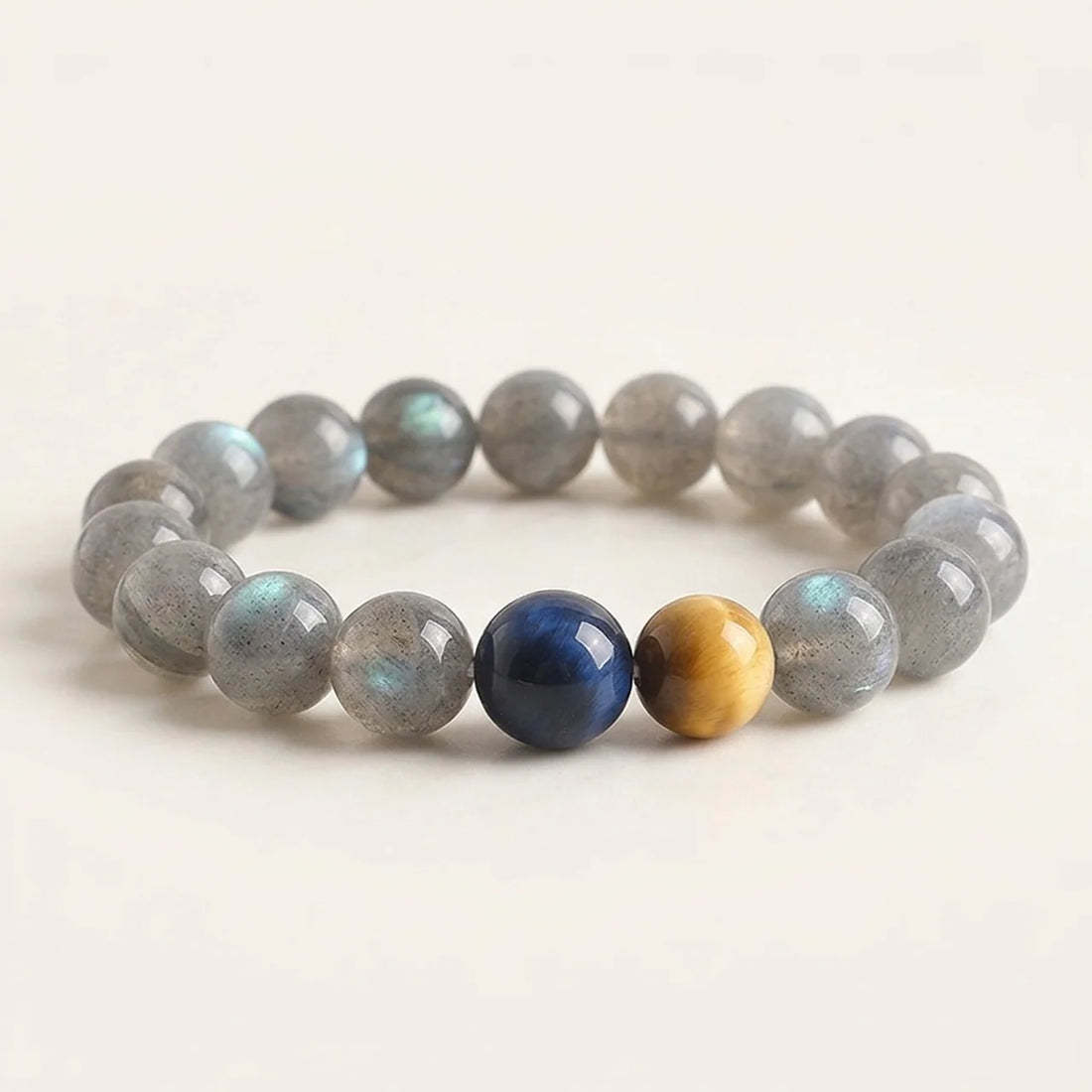 Natural Grey Moonstone and Tiger Eye Bracelet