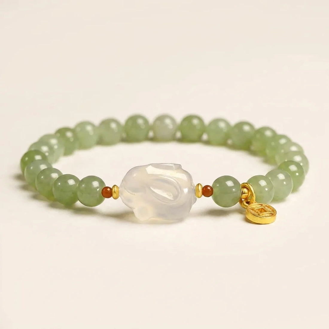 Natural Hetian Jade Agate Rabbit Coin Bracelet