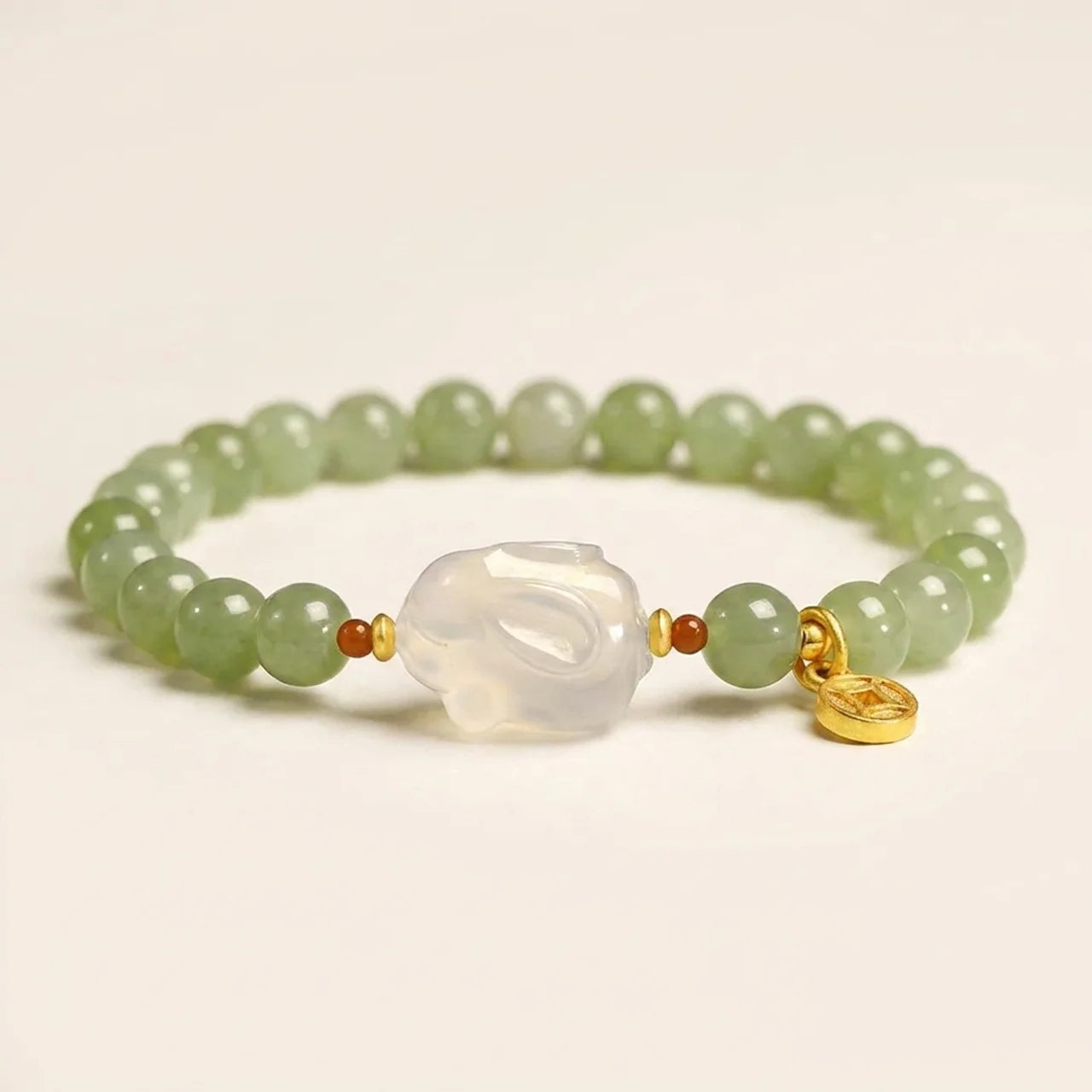 Natural Hetian Jade Agate Rabbit Coin Bracelet