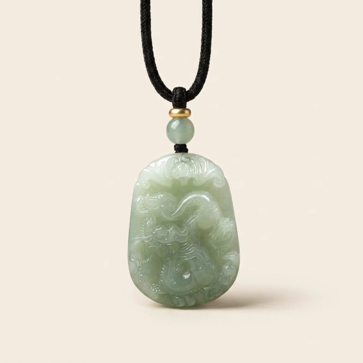 Natural Hetian Jade Carved Mascot Pendant Necklace