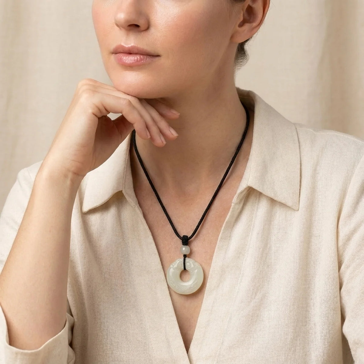 Natural Hetian Jade Pixiu Pendant Necklace