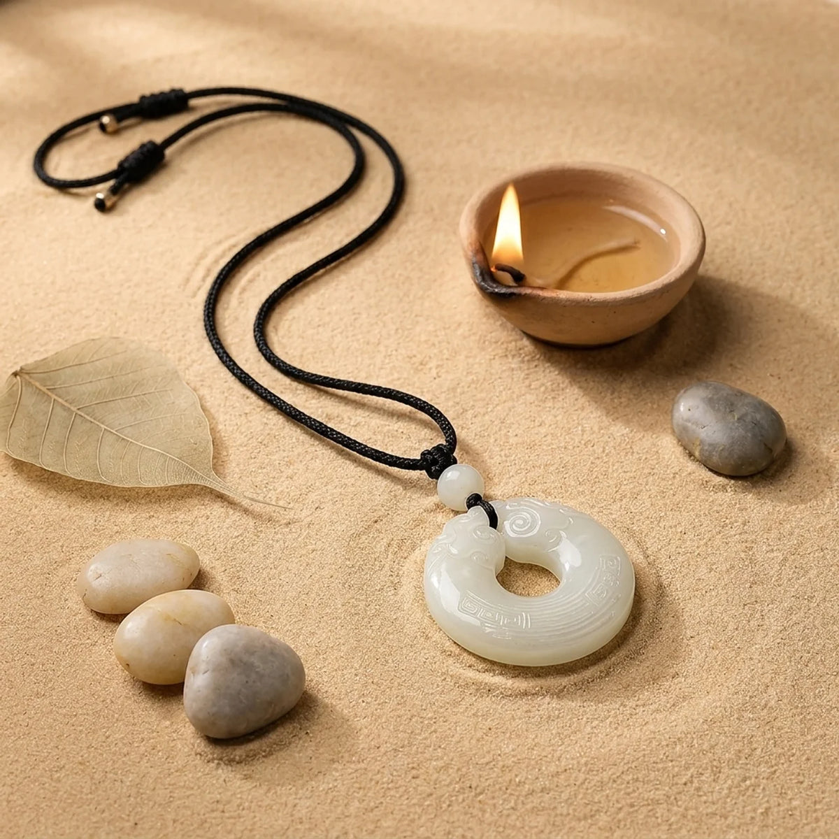 Natural Hetian Jade Pixiu Pendant Necklace