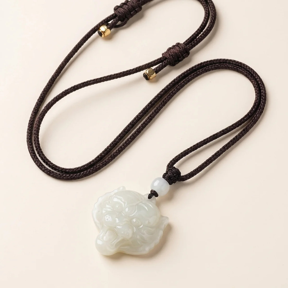 Natural Hetian Jade Tiger Head Pendant Necklace