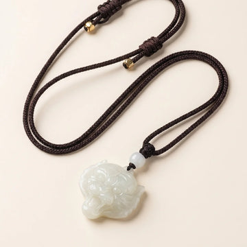 Natural Hetian Jade Tiger Head Pendant Necklace