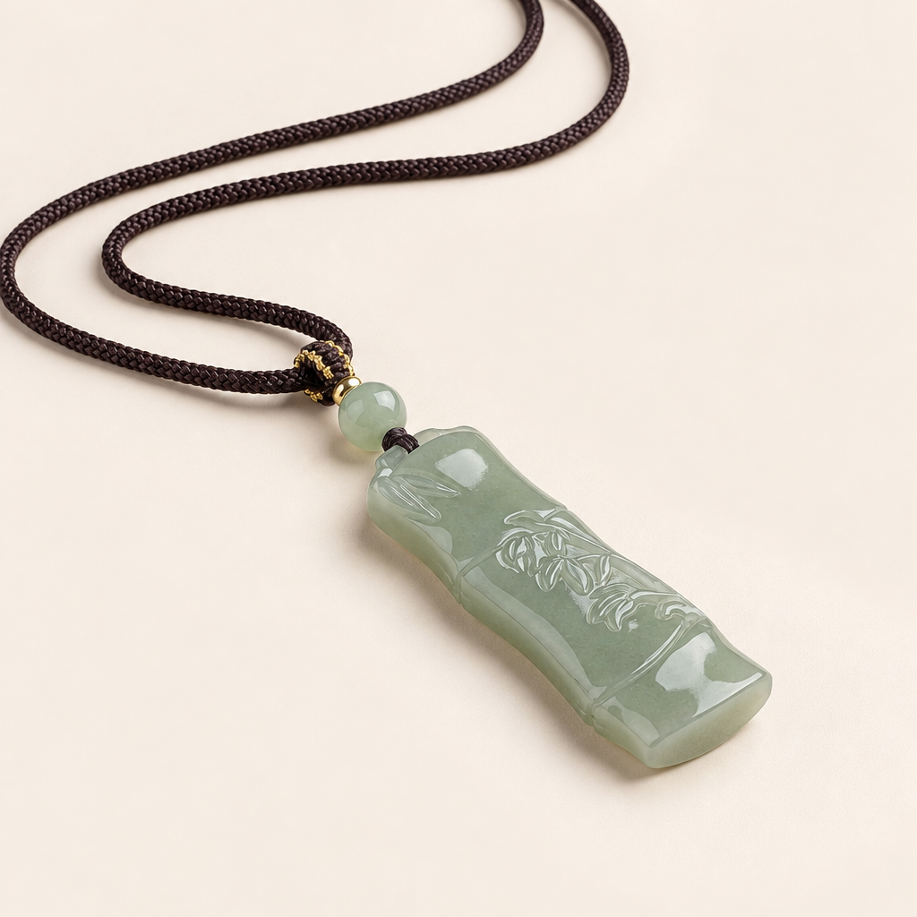 Natural Hotan Jade Bamboo Joint Pendant Necklace