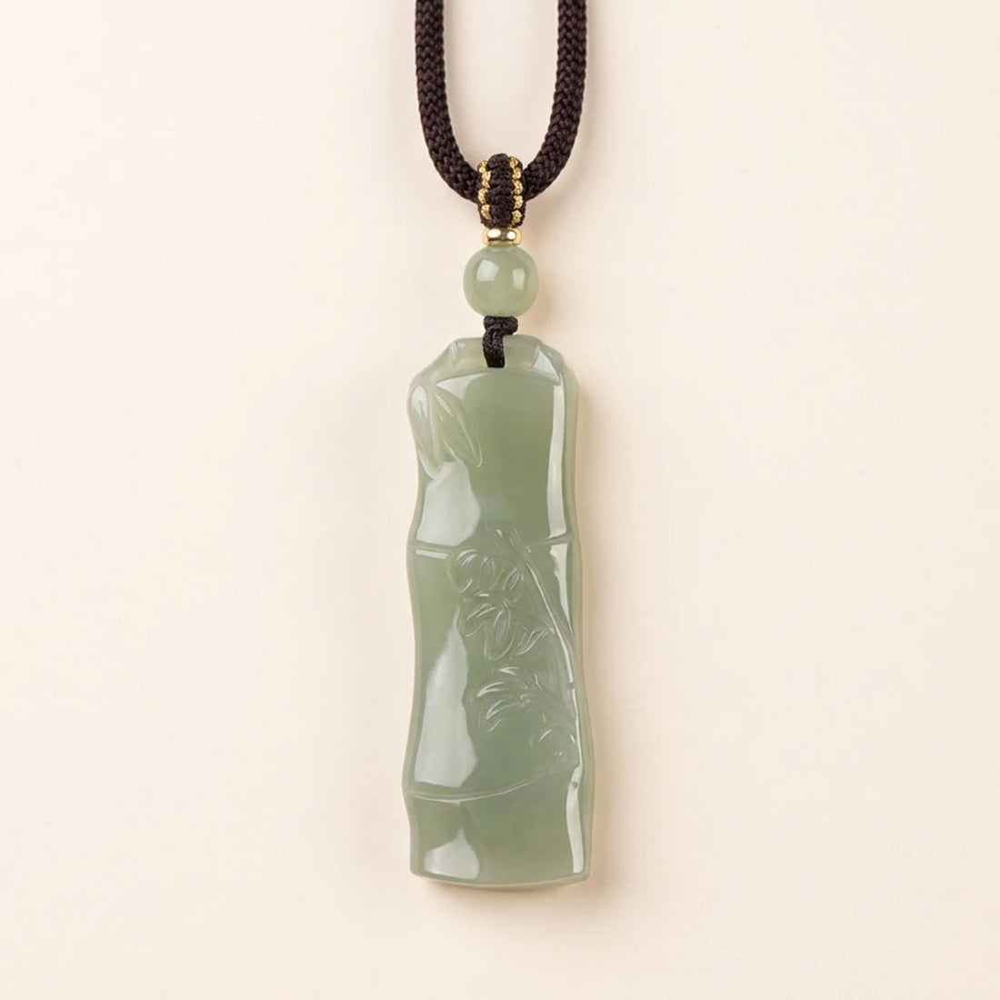 Natural Hotan Jade Bamboo Joint Pendant Necklace