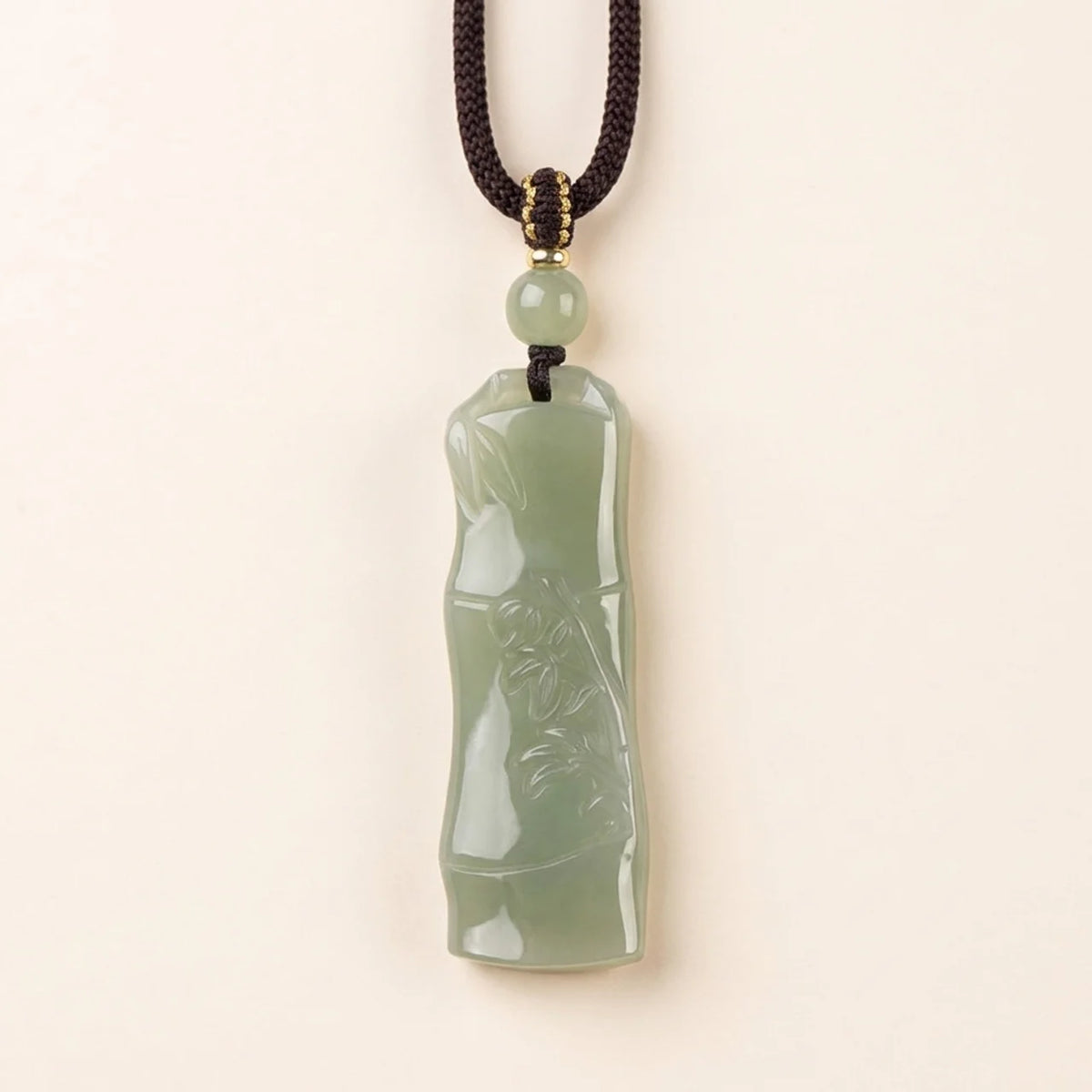 Natural Hotan Jade Bamboo Joint Pendant Necklace