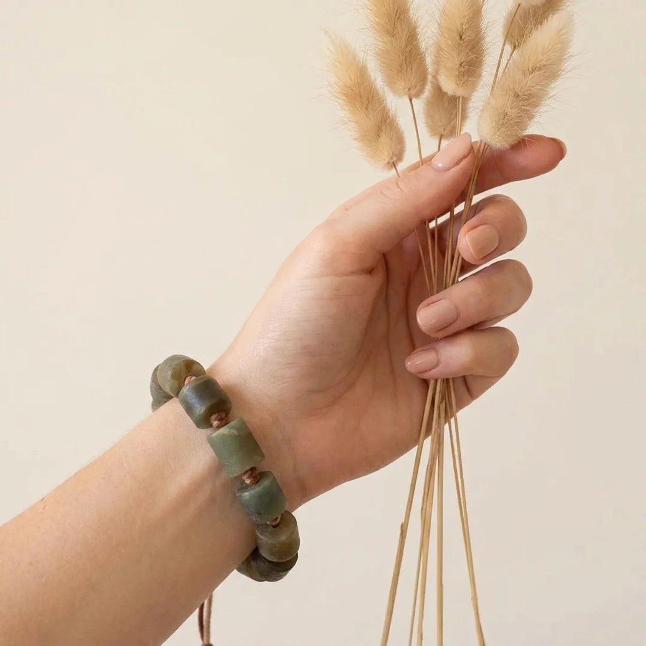 Natural Hotan Nephrite Jade Macrame Bracelet