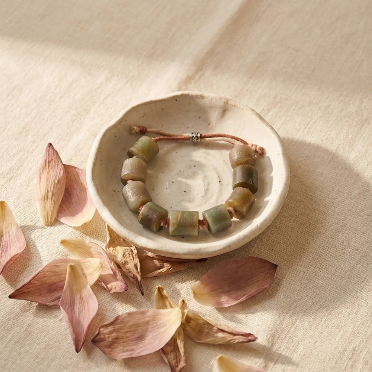 Natural Hotan Nephrite Jade Macrame Bracelet