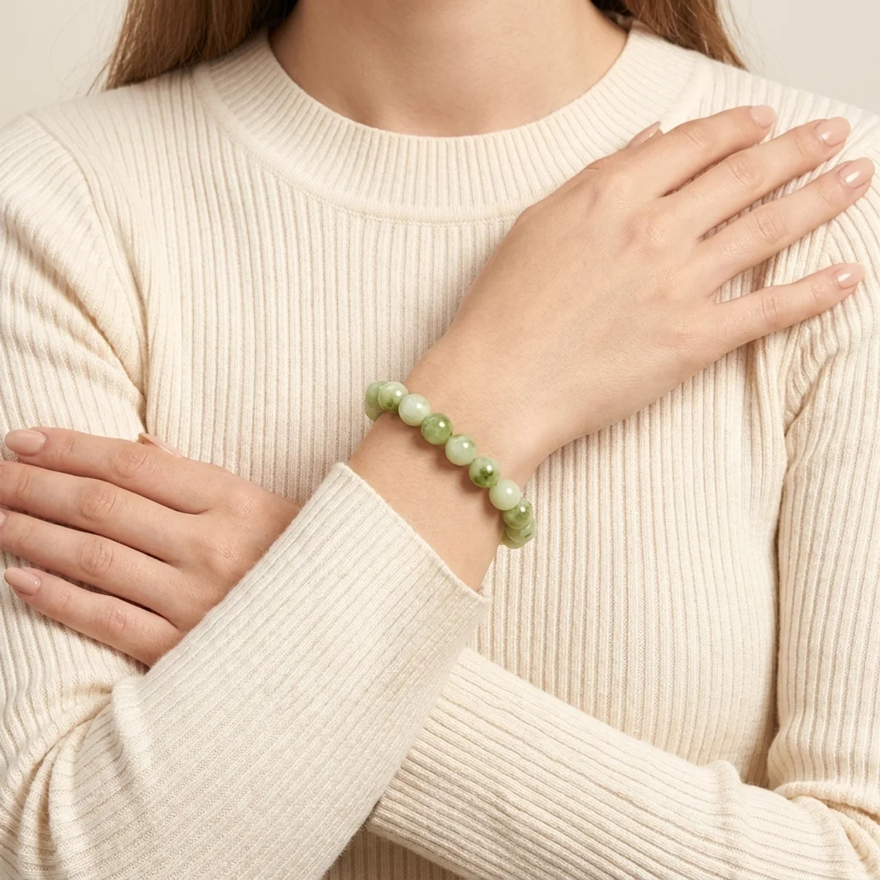 Natural Jade Beaded Bracelet