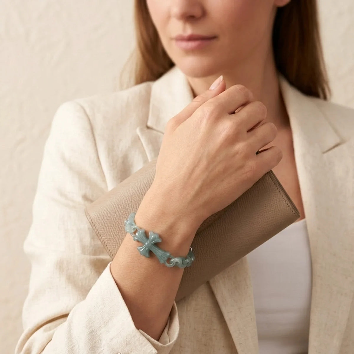 Natural Jade Cross Linked Bracelet