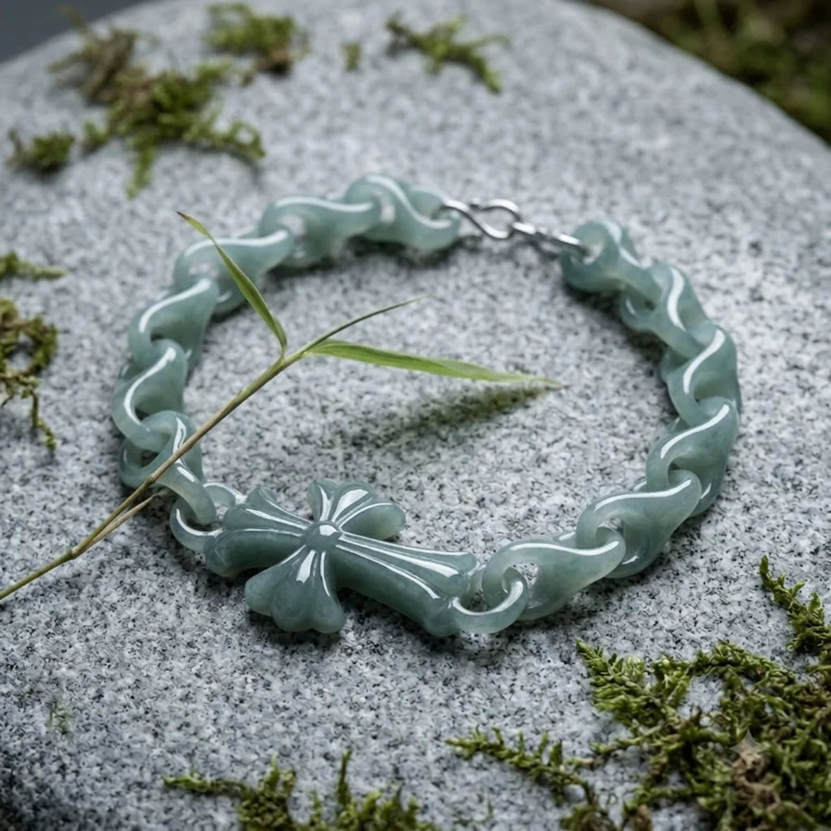 Natural Jade Cross Linked Bracelet