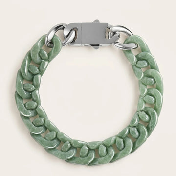 Natural Jade Cuban Chain Bracelet