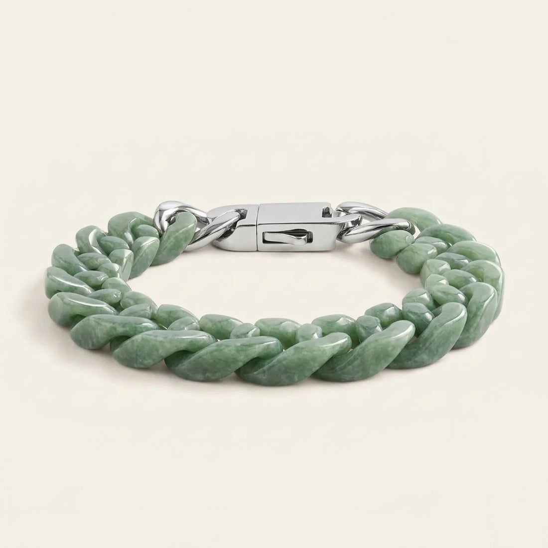 Natural Jade Cuban Chain Bracelet