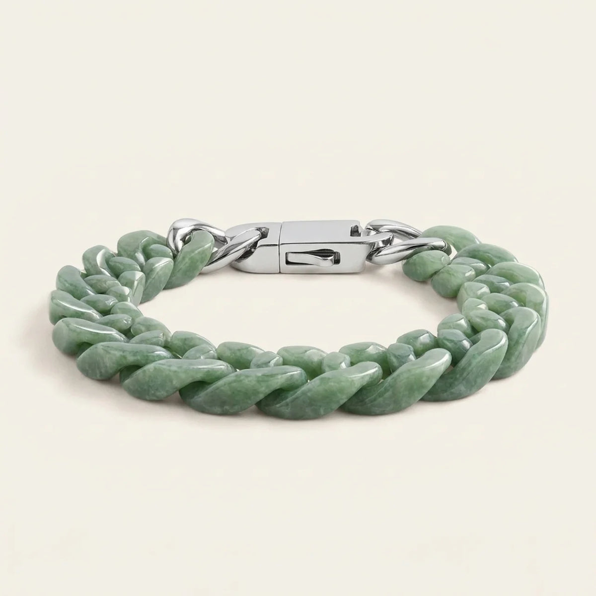 Natural Jade Cuban Chain Bracelet