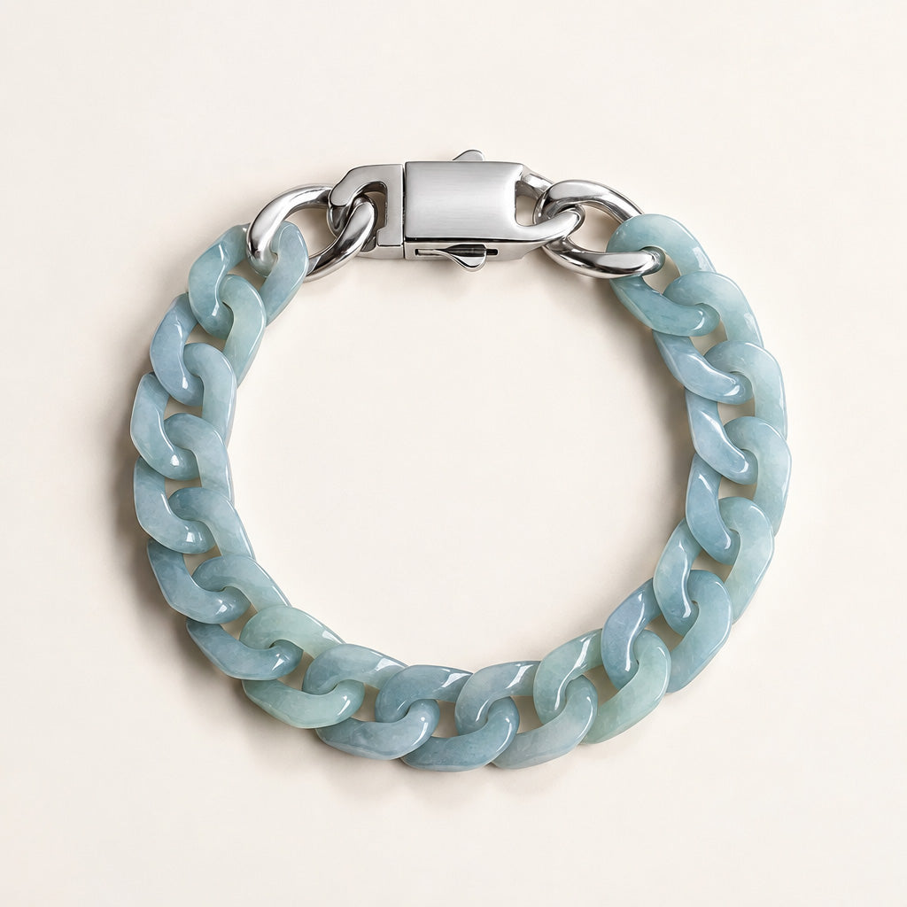 Natural Jade Cuban Link Bracelet