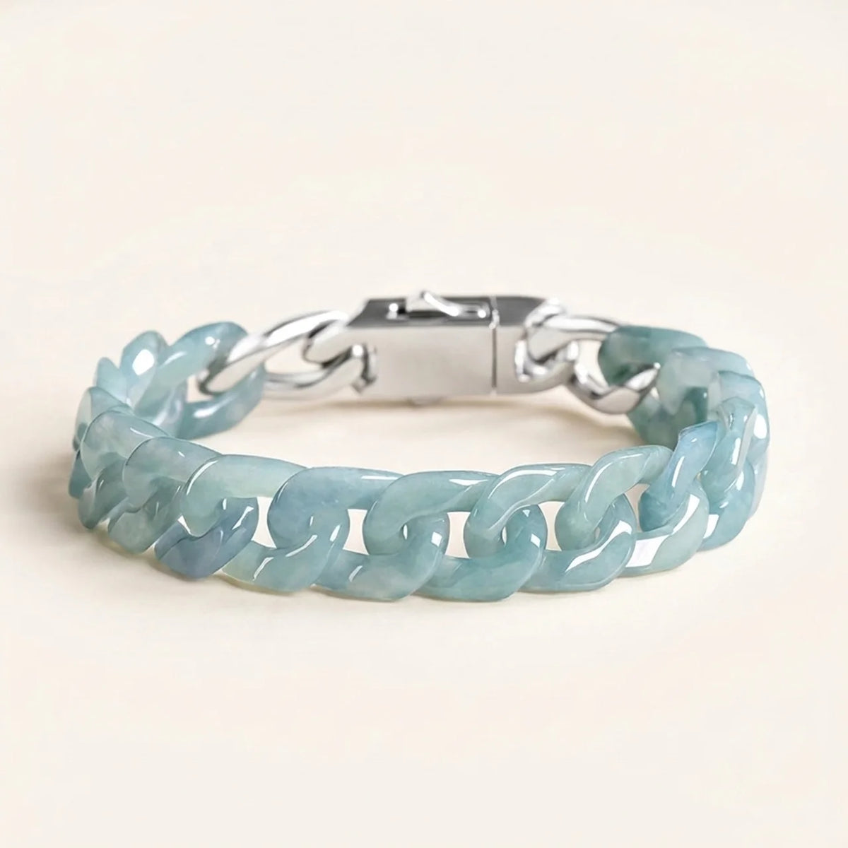 Natural Jade Cuban Link Bracele